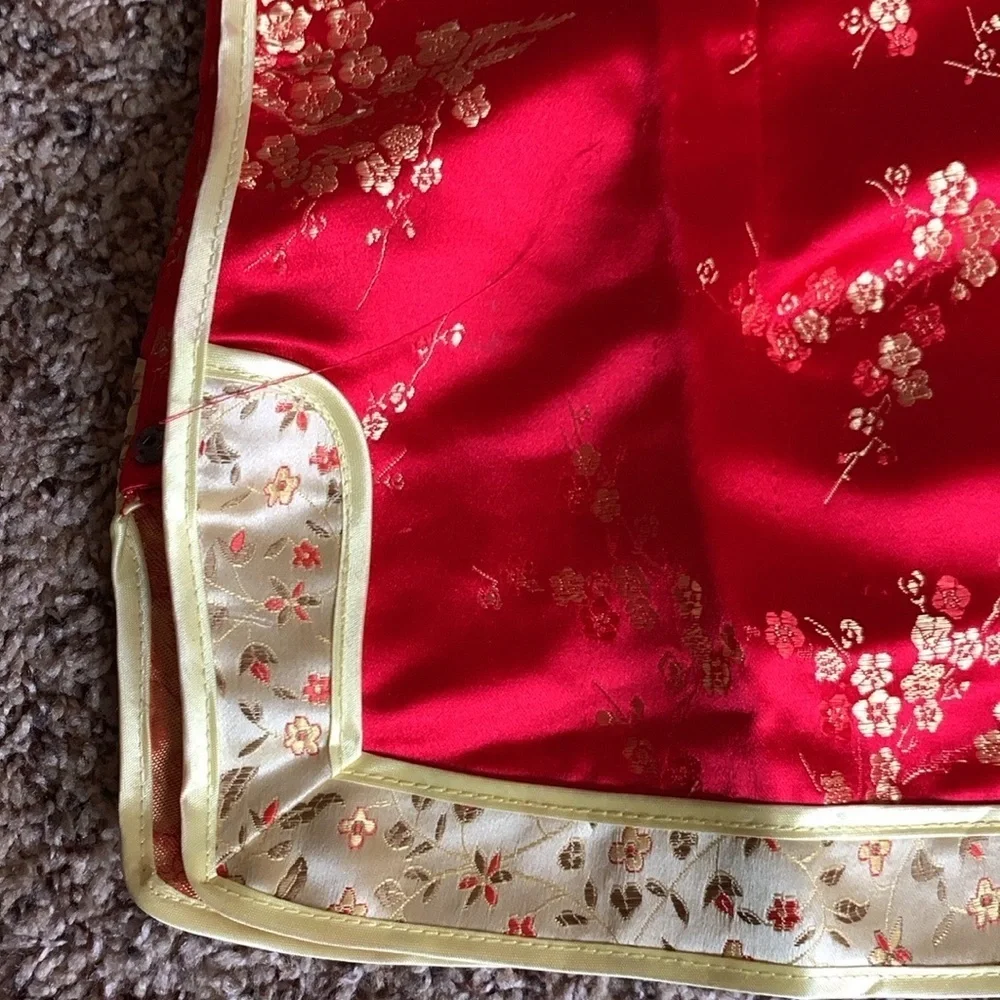 Vintage Double Peach 2 piece Asian outfit Size 10 Red and champagne color